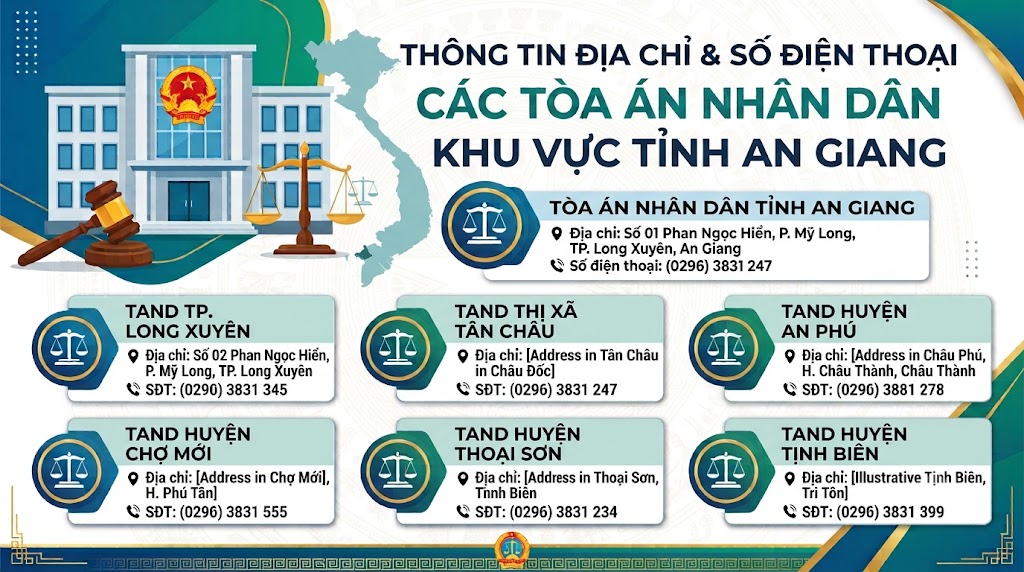 Địa chỉ và số điện thoại các Tòa án nhân dân khu vực  tỉnh An Giang
